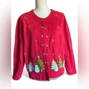 Vintage Classic Elements Christmas Red Cotton Blend Garment Large